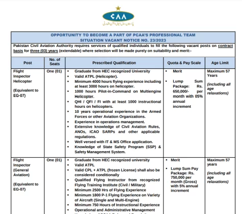 Pakistan Aviation Authority jobs 2023 Apply Online